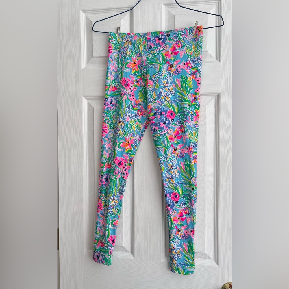 Lilly Pulitzer Girls' Maia Legging Amalfi Blue Alligator Isle 12 14 youth XL